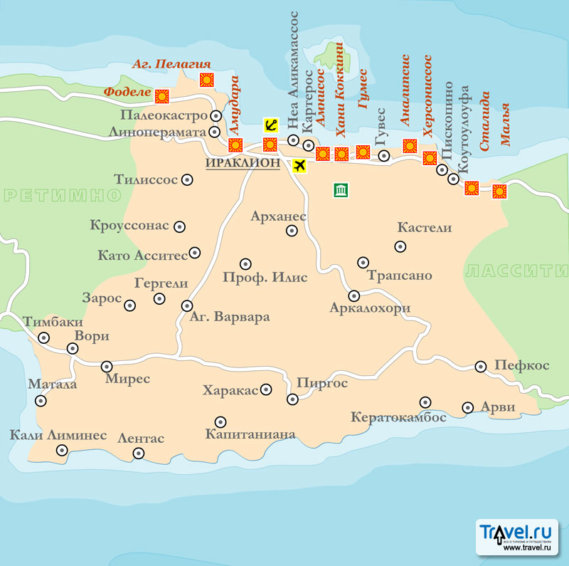 Карта курорта Ираклион (остров Крит