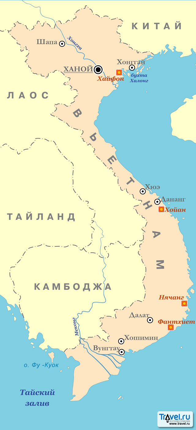 Карта курортов Вьетнама / Travel.Ru