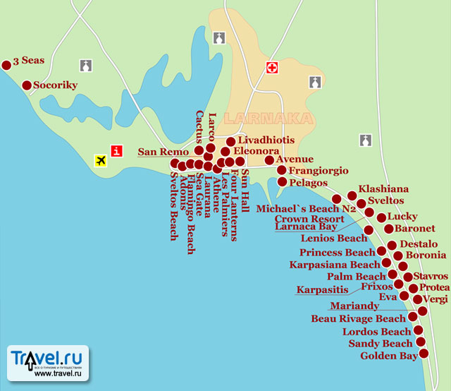 Карта курорта Ларнака / Travel.Ru / Кипр