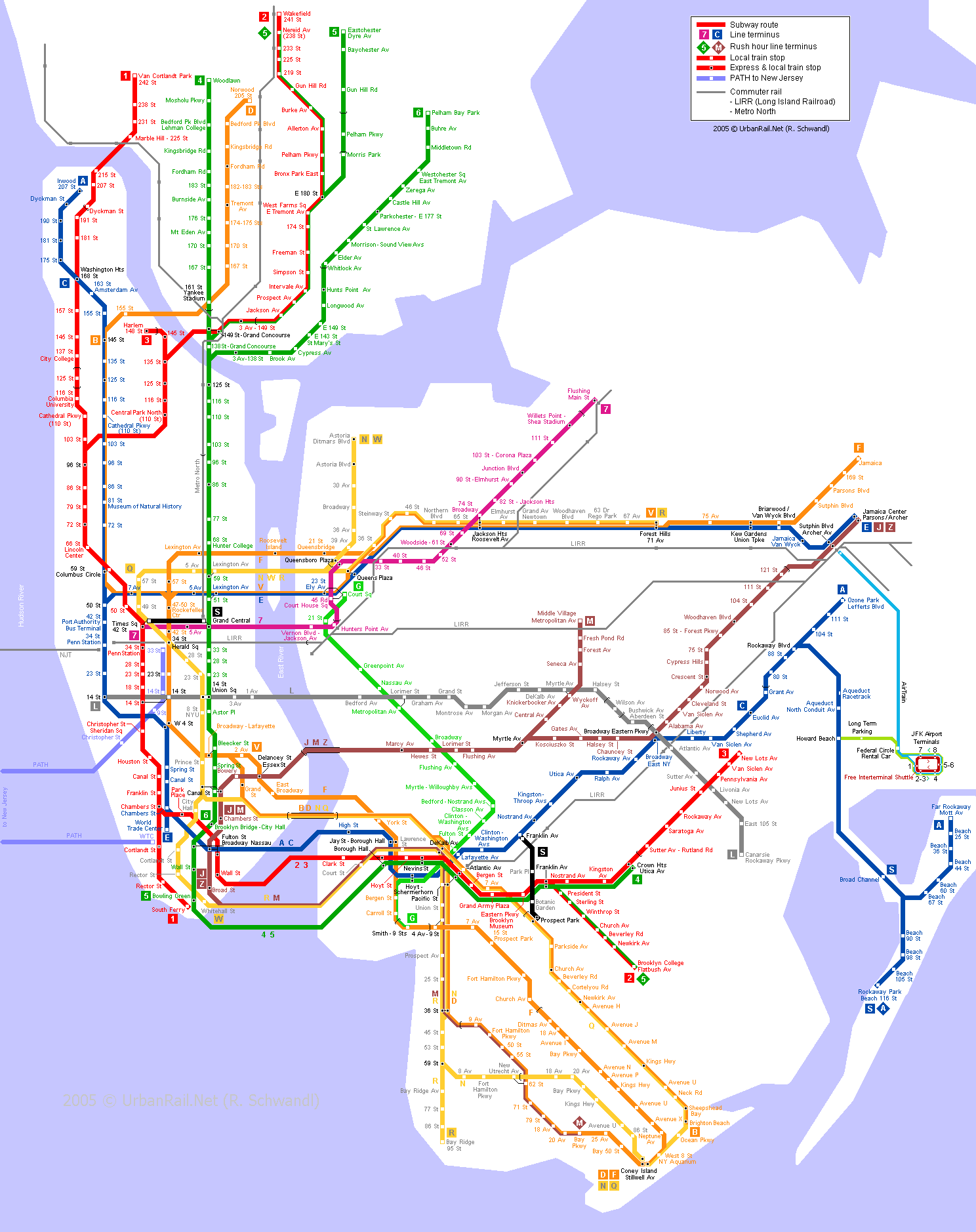 Карта метро Нью-Йорк США New York map.  Схемы всех метрополитенов Америки.