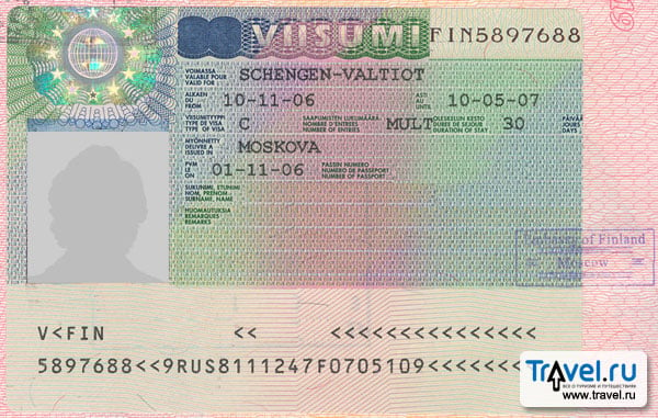 шенгенская виза фото образец