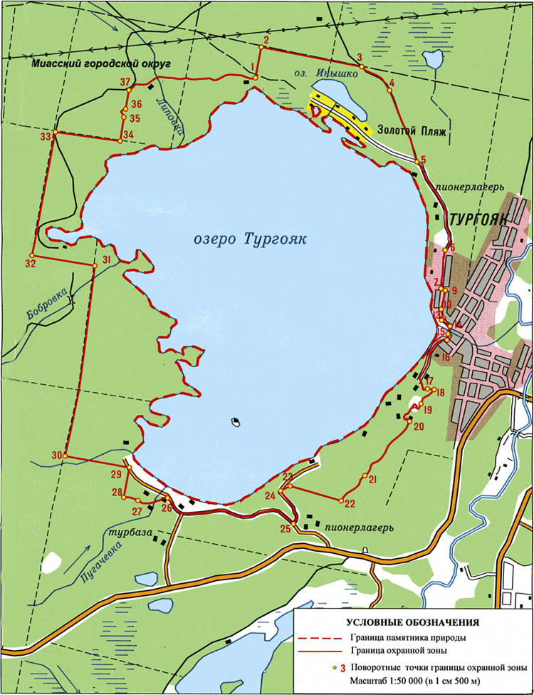 Схема озера Тургояк