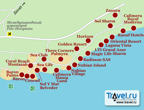 Карта с отелями шарм эль шейх египта на русском
